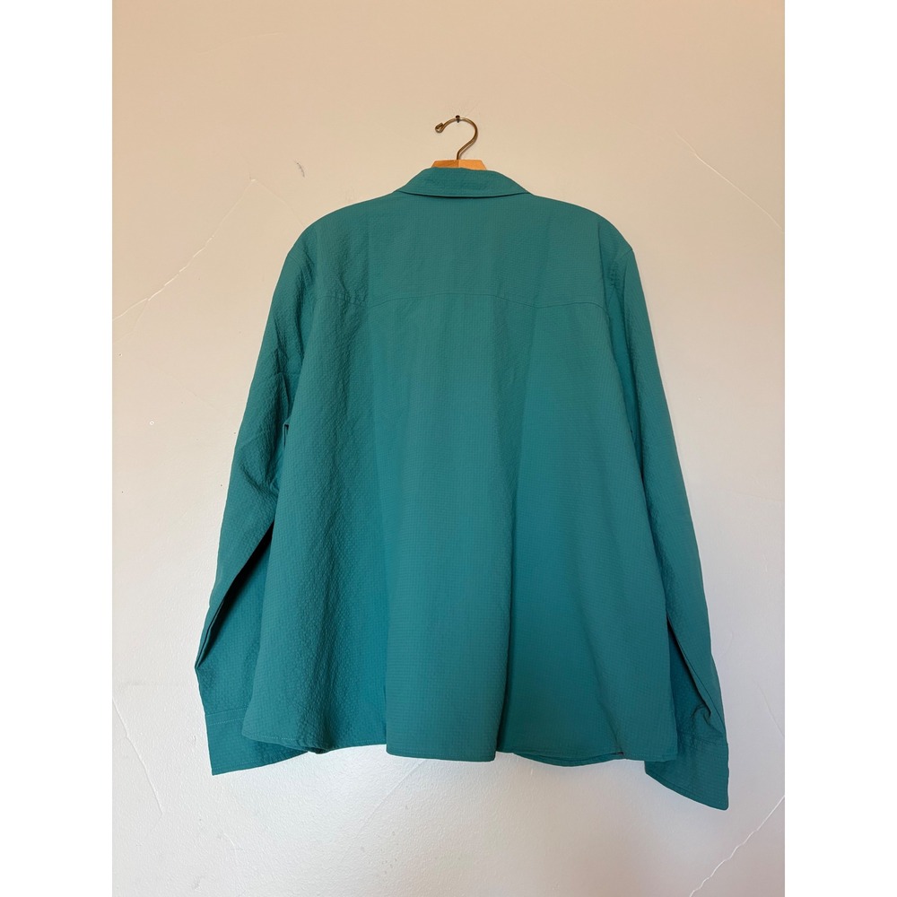 Eddie Bauer Women XL Teal Green Ripstop Hiking Shirt Long Sleeve Ventilated Back - Picture 2 of 14